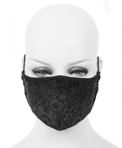 NEW WITCH MK028 Black fabric reusable mask with baroque elegant pattern
