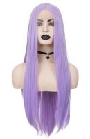 Perruque Front Lace longue violet ple lisse 70cm, cosplay fashion