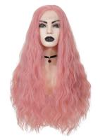 Long Curly Pink Front Lace Wig 70cm, Fashion Cosplay