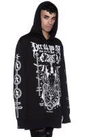 NEW WITCH Occult Youth Hoodie Long black hoodie, occult white patterns, Occult Youth Killstar, gothic street