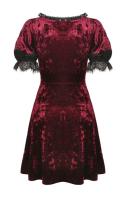 NEW WITCH DW482 Red velvet dress with black lace sleeves and collar, witchy goth, Darkinlove