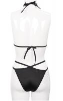 NEW WITCH SST010 Elegant 2pcs black swimsuit with embroidery and chocker, bikini goth devil fashion