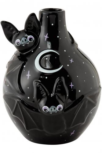 NEW WITCH BATTY VASE Vase noire brillant chauve-souris, lune et toiles, dcoration goth, Killstar