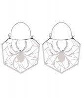 Silver spider earrings with g...