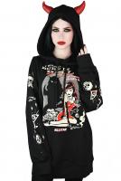Black She Devil hoodie with red horns and wings, Killstar gothic street