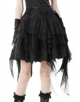 NEW WITCH KW218 Black tattered skirt or overskirt with fabric ruffles, goth rock, Darkinlove